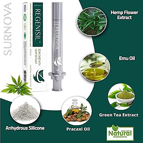 Regenisil Scar Removal Gel Treatment with SIlicone, Hemp Extract, Emu