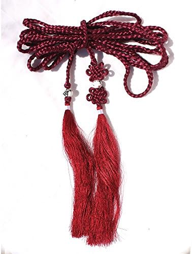 Waist Belt Chain Handmade Customized Ornamental Endless Knot with Tassel Fit All Size (Brown Red)