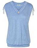 Bebonnie Women's Sleeveless Shoulder Drawstring Shirring T Shirt Tank Tops