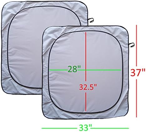Windshield Sun Shade Suv Sunshade Car Minivan Truck Accessories Easy-Select Size Chart with Your Vehicle Windshield Universal Luxurious-210T Car Sun Shade Car Window Shade UV and Heat Reflector 2pc
