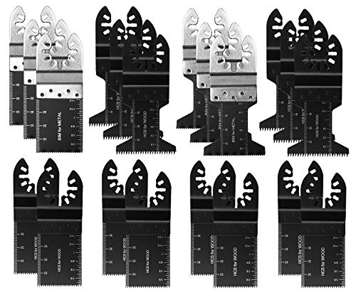 Amenvtool 20 Metal Wood Oscillating Saw Blades Kit, Multitool Quick Release Tool Blades Compatible with Bosch Dremel Master Ridgid Ryobi Milwaukee Rockwell Fein Multimaster