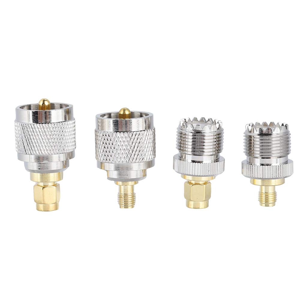 4 Kit Adapter Connector, SMA to UHF Adapter, Male/Female to SMA Female/Male RF Coaxial Adapter Connector, Suitable for Antennas, Wireless LAN Devices, Coaxial Cables etc.