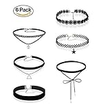 6 Pcs Black Velvet Choker Chain Necklace for Women Girls Lace Choker Gothic Tattoo Collar Necklace Pearl Pendant