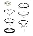 6 Pcs Black Velvet Choker Chain Necklace for Women Girls Lace Choker Gothic Tattoo Collar Necklace Pearl Pendant