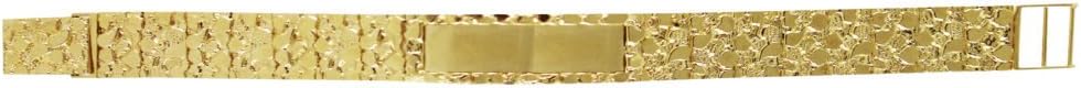 14k Yellow Gold Mens Light Nugget ID Bracelet 9.9mm