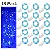 Fairy Lights Battery Operated Starry Firefly Silvery Wire String Lights 15 Pack 7.2ft 20 LED Jar Table Centerpiece for Wedding Christmas Halloween Party Decoration (Blue)