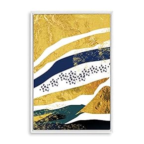 Framed Canvas Home Artwork Decoration Golden Abstract Art Canvas Wall Art for Living Room, Bedroom - 16x24 inches