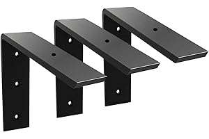 WALWE Countertop Support Bracket 3 Pack 6 inch Heavy Duty 3/8" Thick Black Granite Countertop Bracket 6"x6"x2.5" Shelf L Bracket Mantel Corbels for Quartz/Granite/Wood/Concret/Laminate Countertops