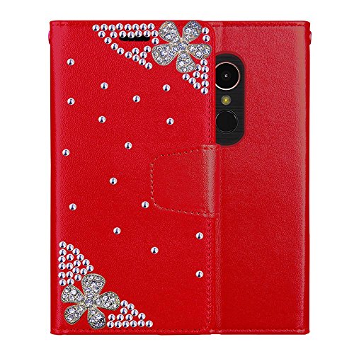 LG Stylus 4, Stylo 4 [El Lumiere Treasure Wallet Case] Multi-Card Slot Wallet Case [Drop Protection] Premium Leather [Kickstand Feature] (T-Flower Red) - Thumbnail 2