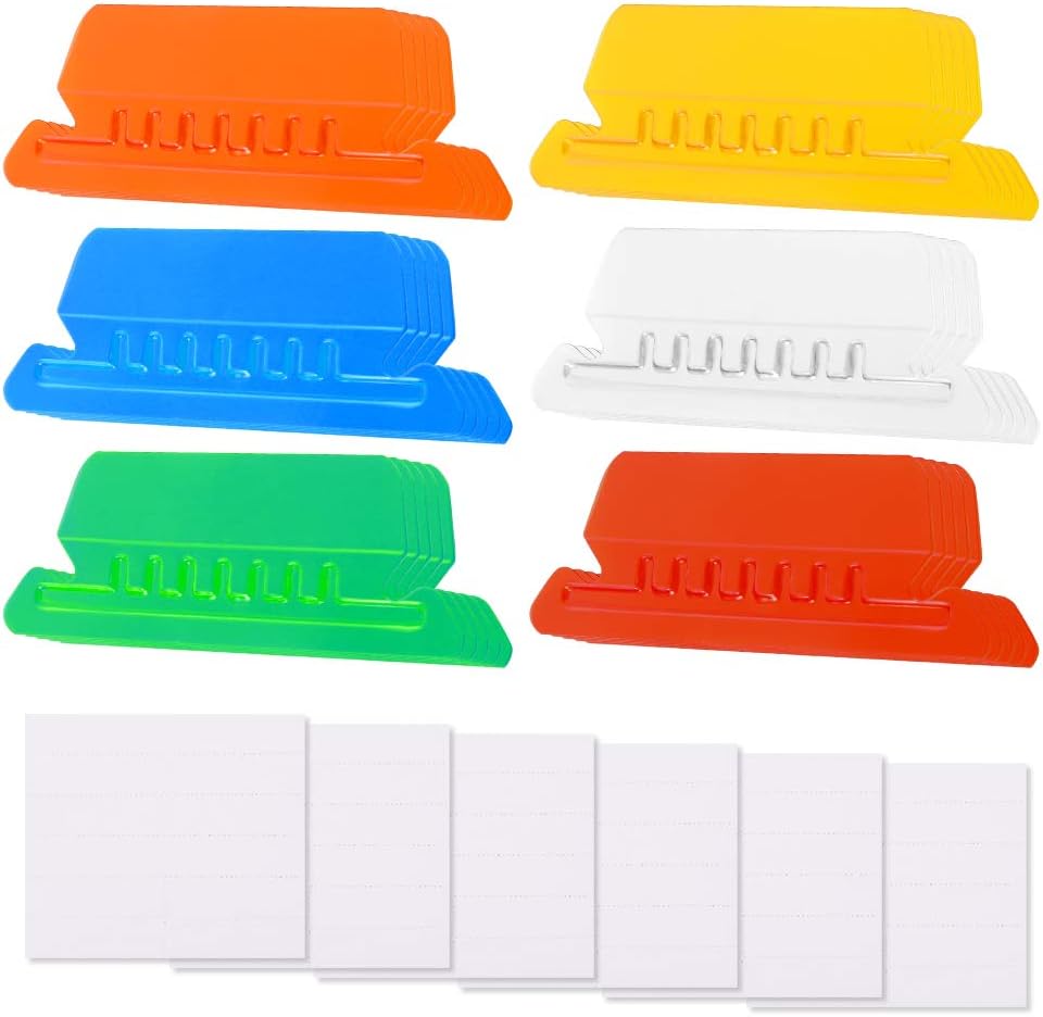 Uspeedy- 120 Sets File Folder Tabs Hanging File Folder Tabs with 300 Sets Inserts for Hanging Folders Clear Plastic Hanging File Tabs for Quick Identification(Colorful): Pet Supplies