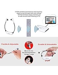 Inalámbrico TV auriculares, en la oreja TV auditiva dispositivos, para personas con problemas de audición TV sistema de escucha Auriculares para personas mayores, Digital inalámbrico TV auriculares con auriculares, extra suave TV amplificador de sonido