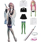 OURUEPY Full Set Men Anime Cosplay Costume For Tanjiro Party Role Costume Kimono Outfit Including Shoes Wig Sword