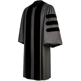 Gradwear Black Pastor/Clergy Robe, Deluxe Fluted Fabric | Premium matte fabric, fluted shoulders &amp; yoke, hidden zipper w/ hook-eye clasp; unisex fit