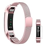 UMTELE Bands For Fitbit Alta/Alta HR, Milanese Stainless Steel Replacement Metal Band For Men & Women Small Rose Pink