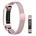 UMTELE Bands For Fitbit Alta/Alta HR, Milanese Stainless Steel Replacement Metal Band For Men & Women Small Rose Pink