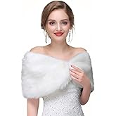 SIQITECHNO Womens Winter Faux Fur Shawl Bridal Shawl Wrap Cape Wedding Scarf Stoles Shrug Elegant Opera Shrug Evening Dress