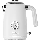 Electric Tea Kettles 1500W for Boiling Water, Longdeem One-Touch Retro 1L Stainless Steel Hot Water Boiler with Automatic Shu