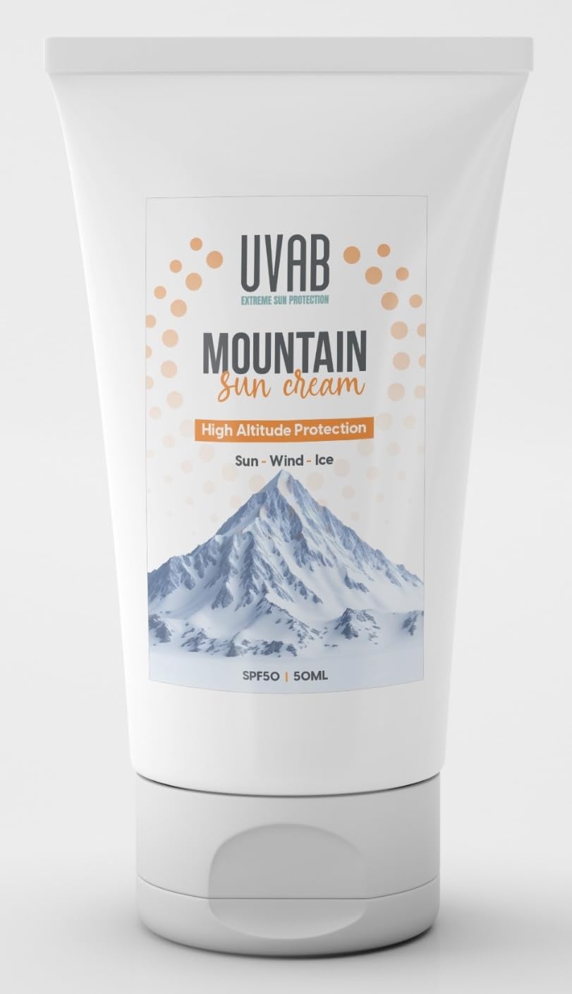 UVAB SPF50+50ml Mountain Sport Sun Cream For Face. Sweat Resistant, Moisturising Factor 50+ Sunscreen For High Protection Of Face & Neck.