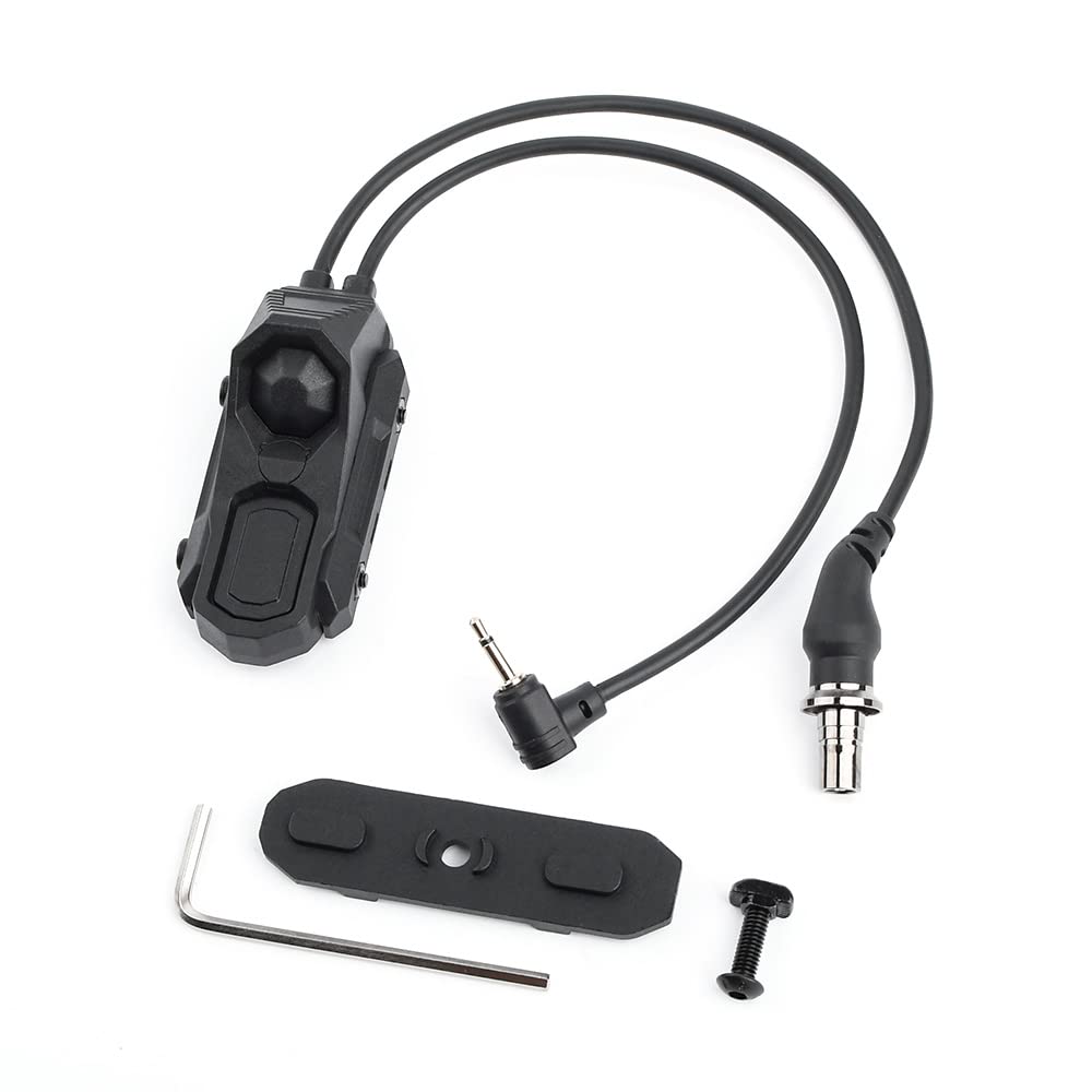 SBGJMY Double Port Flashlight and 2.5MM Plug Switch,Tactical M300 M600 Torch and PEQ DBAL Series Flashlight Dual Pressure Control Switch for Mlok Keymod and 20mm Picatinny Rail System (Black)