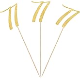 Gold Glitter 77th Birthday Centerpiece Sticks, 12-Pack Number 77 Table Topper Anniversary Party Decorations