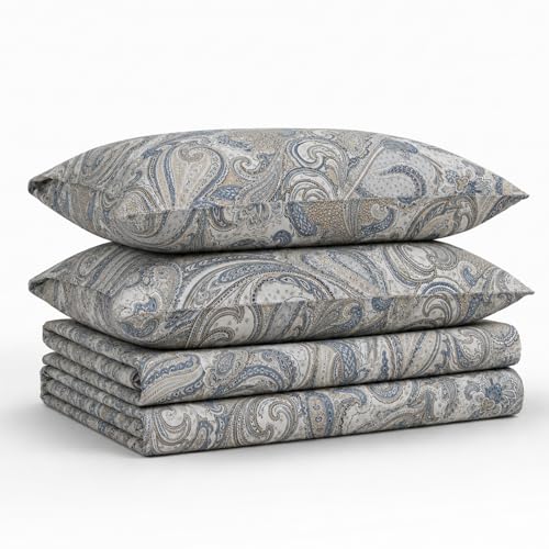 Tribeca Living Twin XL Bed Sheet Set, 300 Thread Count Soft Cotton Sateen, Floral Print with Extra Deep Pockets, 3-Piece Bedding Set, Park Multicolor