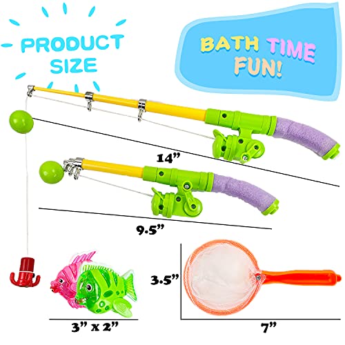 Liberty Imports Light Up Kids Fishing Pole Bath Toy Set Rod