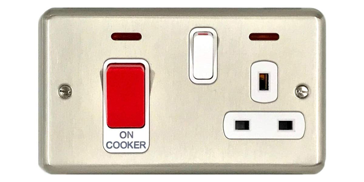 Deta 1927SCW Cooker Control Unit with Neons Satin Chrome/White Inserts