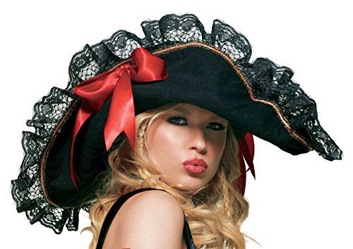 Leg Avenue Women's Swashbuckler Hat, Black/Red, One Size
