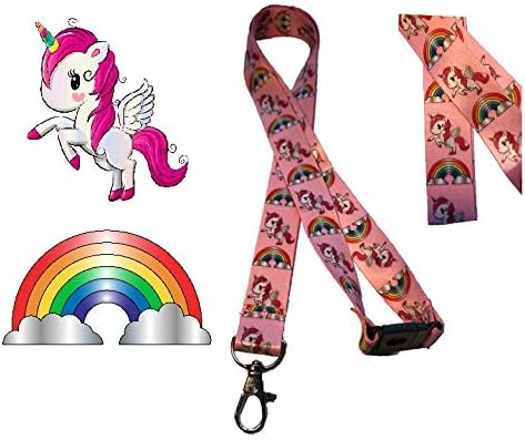 PAC Supplies Global Magical Unicorn Rainbow Lanyard With Safety Breakaway, Pink, 20mm Wide