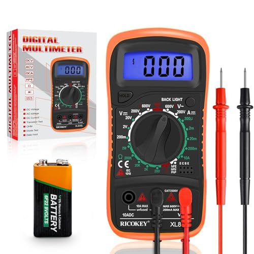 Digital Multimeter Voltmeter Battery Tester Voltage Tester Continuity Tester Ohm Volt Ampere Meter AC/DC Voltage Current Resistance Diode Transistor, Large LCD Display and Backlight