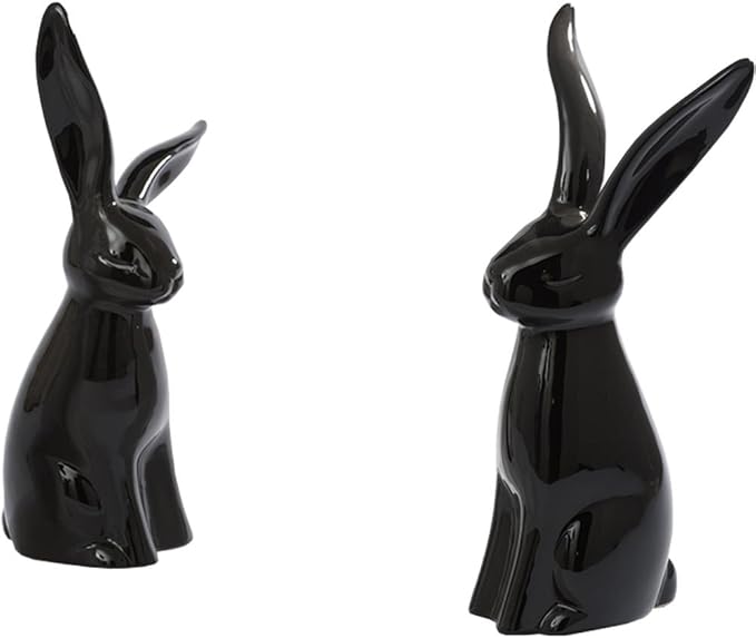 Giftworks Tall Rabbits Ornament Set Of 2 Black Amazon.co.uk Kitchen & Home