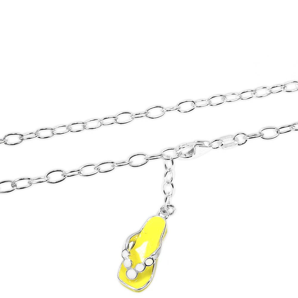 NKlaus 925 sterling silver anklet 25cm anchor wide bathing shoe pendant yellow 1870