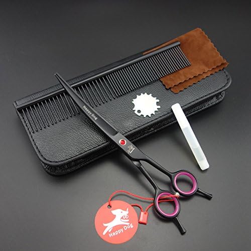 7.0in. Black Professional Pet Grooming Scissors set,Curved scissors with Comb,grooming curved shears,A592