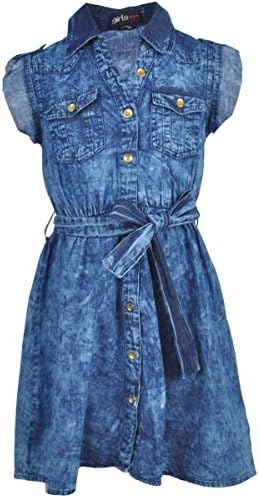 Girls Hearts Big Girls' "Acid-Washed Western" Dress - dark blue, 14-16