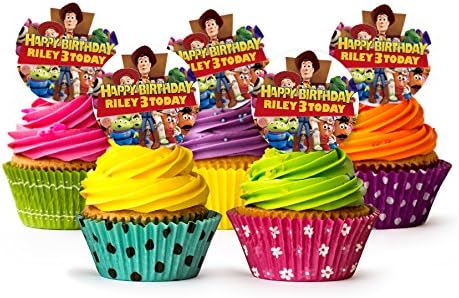 Disney Toy Story Stand up Cupcake Toppers, 12 x 5cm, Personalised, Premium Wafer, Edible