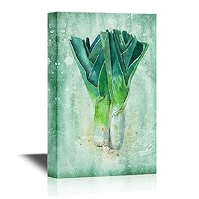 Canvas Wall Art - Watercolor Painting of Leek - Gallery Wrap Modern Home Art | Ready to Hang - 12x18 inches