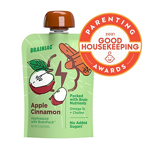 Brainiac Applesauce Pouches with Omega3s, Apple Cinnamon, 20 Count, 3.