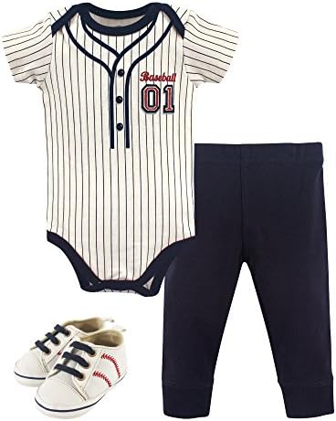 Little TreasureUnisex Baby Cotton Bodysuit, Pant and Shoe Set