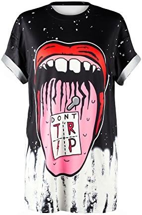 MHOTCIG Fashion Couple Tops Women Summer Casual T Shirt Punk Sleeve Printed T-Shirts