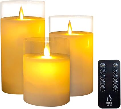 Amazon Hononari Led キャンドル ライト Glass 専用リモコン付 3点セット Hononari キャンドルライト