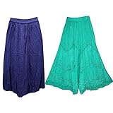 Mogul Womens Maxi Skirt Embroidered Flare A-Line Skirts Wholesale Lots Of 2 Pcs