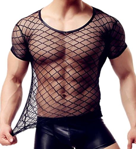 Efashionmx Mens Sexy See Thru Mesh T-shirt (X-Large)