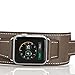 Valkit Bands Compatible with Apple Watch Band 38mm 40mm 42mm 44mm, Genuine Leather Strap Replacement Wristband with Metal Adapter Clasp for Men Women iWatch Series SE 6 5 4 3 2 1, Cuff - Brownness