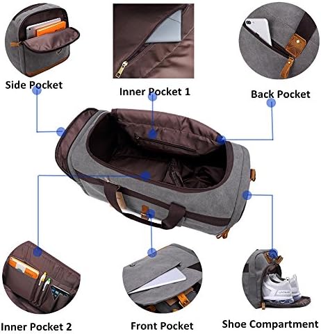 Weekender Overnight Duffel Bag with Shoes Compartment for Women Men Canvas Weekend Travel Tote Carry On Bag 4 Weekender Overnight Duffel Bag with Shoes Compartment for Women Men Canvas Weekend Travel Tote Carry On Bag