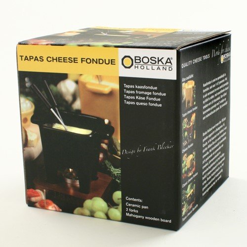 Tapas Cheese Fondue for Two - Ceramic Fondue Pot with Forks (2 pound)