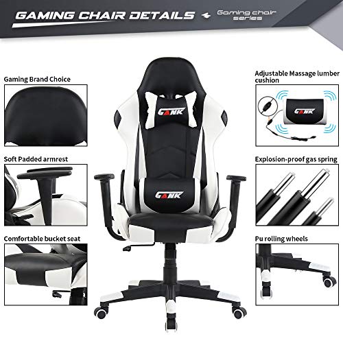 GANK Gaming Chair Racing Office Computer Chair High Back PU Leather Swivel Chair with Adjustable Massage Lumbar Support… - Image 2
