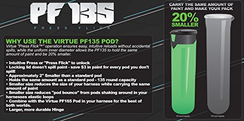 Virtue PF165 Press Flick Locking Lid Paintball Pods - 6 Pack - Lime