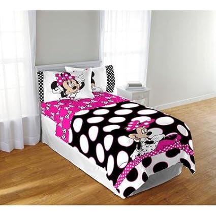 Amazon Com Minnie Mouse Black Pink Polka Dots Twin