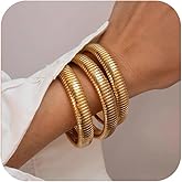 Awinesn 18K Gold Plated Bracelets for Women Gold Bangles for Women Chunky Bangle Bracelets for Women Bracelets Stack Tarnish Free Bangle Set of 3 for Women Accessories for Her Gifts