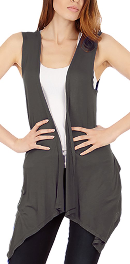 Sleeveless Light Weight Flyaway Cardigan Vest Grey L in Bahrain